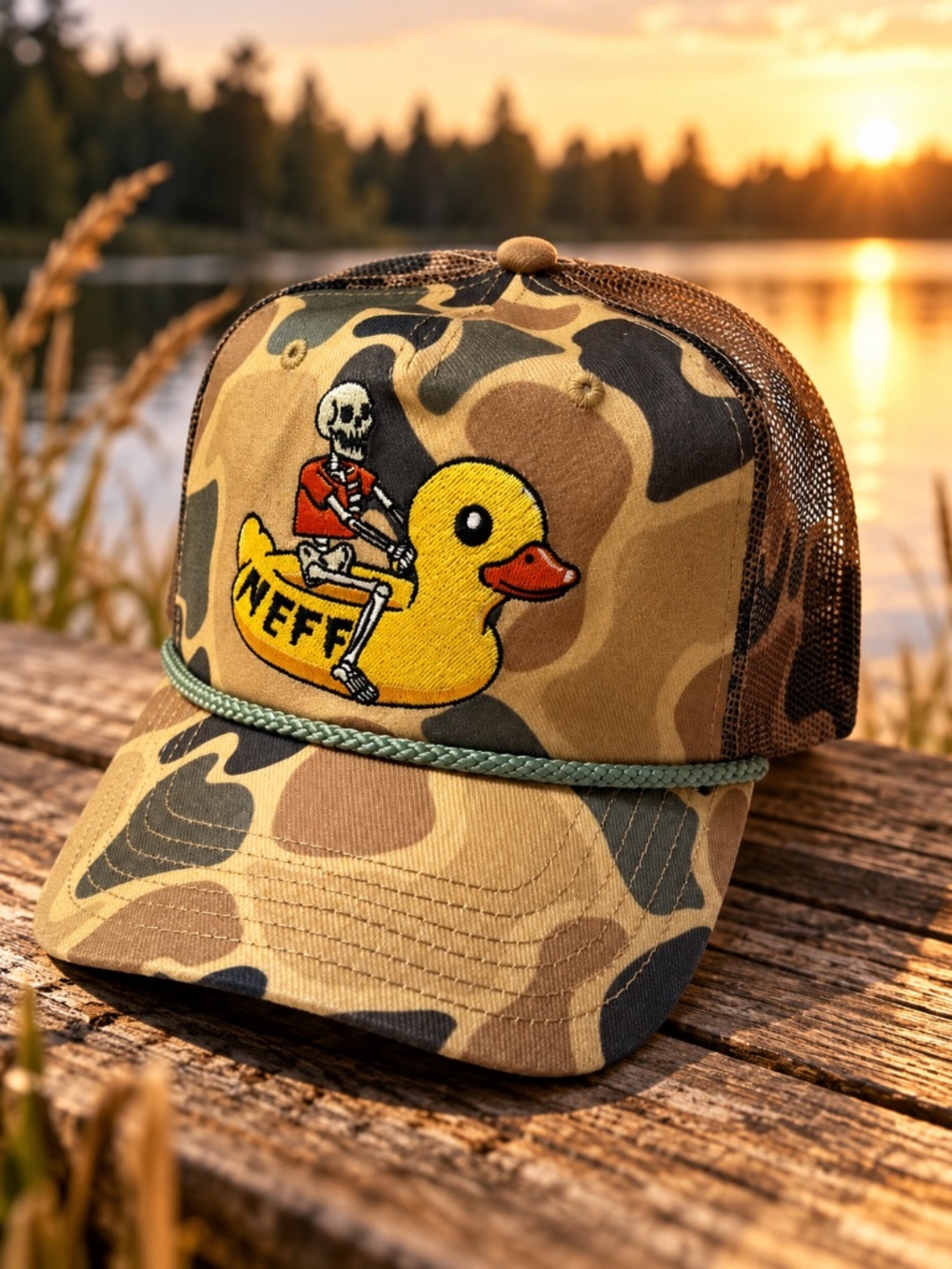 NEFF Skeleton Rubber Duck Camo Trucker Hat Mesh Snapback Baseball Cap OS